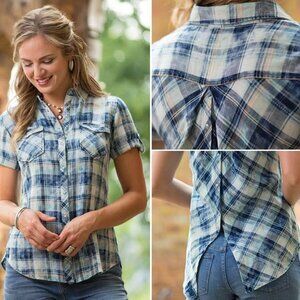 Ryan Michael Womens Shirt - Small - Blue plaid